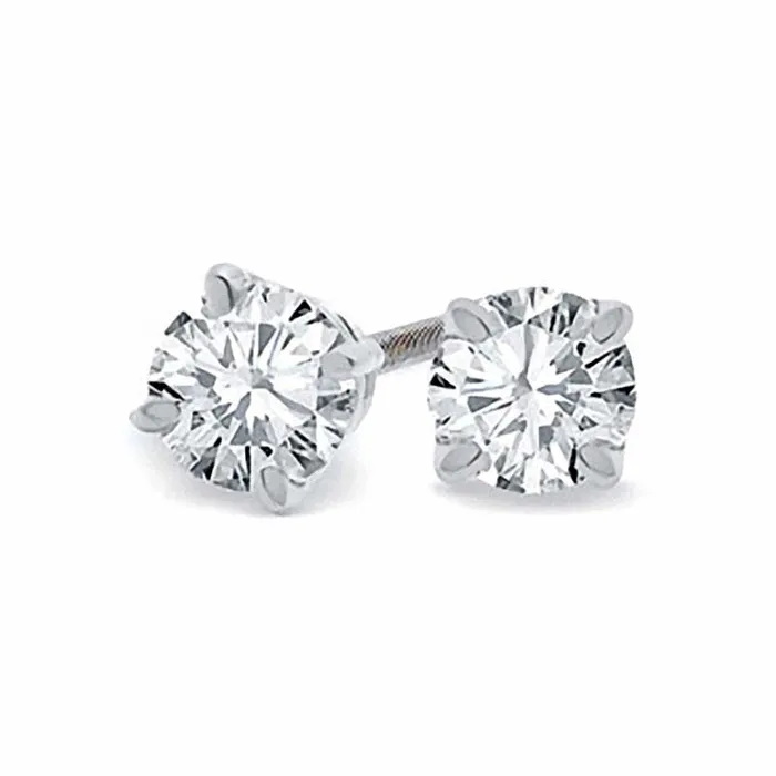 Goldia Earrings 1 CT TW Certified Diamond Solitaire Stud Earrings in 18K White Gold ISI2