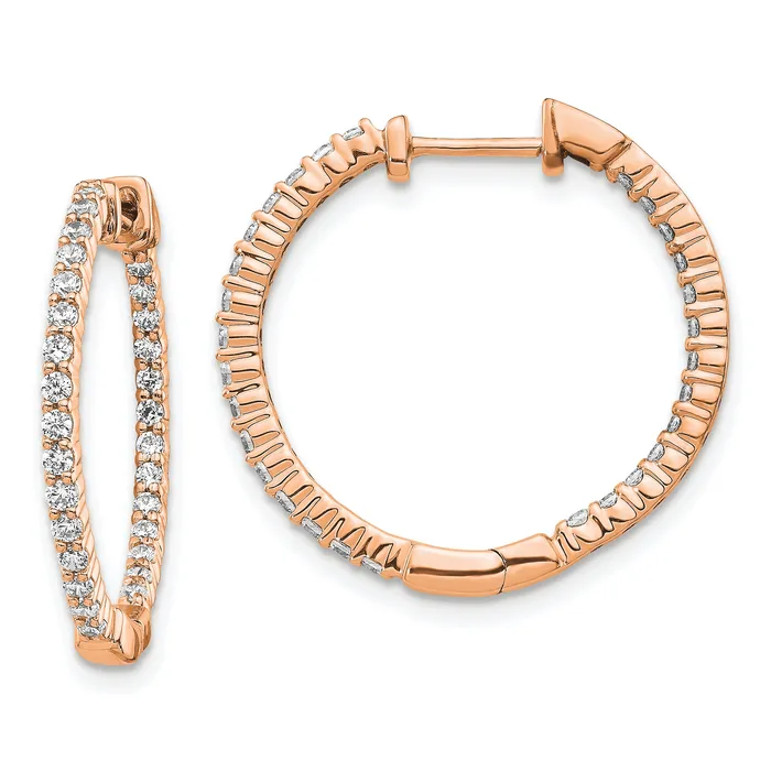 Goldia Earrings 14k Rose Gold 58 Ct Lab Grown Diamond VSSI G In and Out Hoop Earrings
