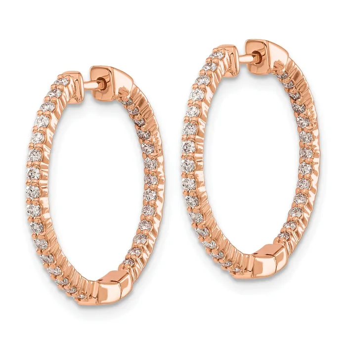 Goldia Earrings 14k Rose Gold 58 Ct Lab Grown Diamond VSSI G In and Out Hoop Earrings