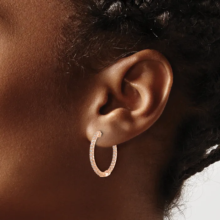 Goldia Earrings 14k Rose Gold 58 Ct Lab Grown Diamond VSSI G In and Out Hoop Earrings