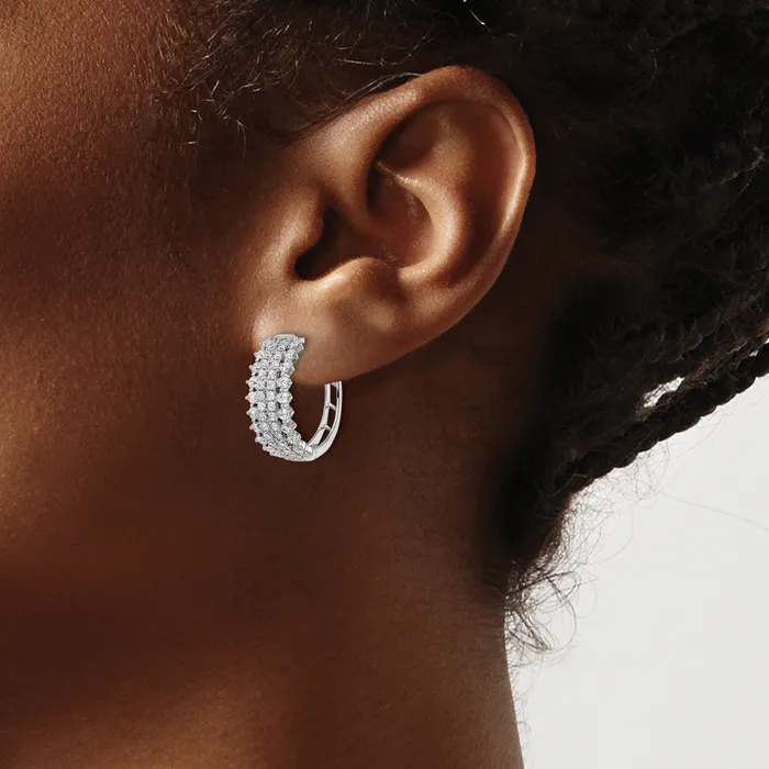 Goldia Earrings 14k White Gold 1 12 Ct Lab Grown Diamond VSSI G Hinged Hoop Earrings