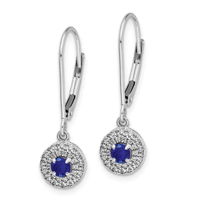 Goldia Earrings 14k White Gold 15 Ct Lab Grown Diamond VSSI G and Created Sapphire Drop Leverback Earrings