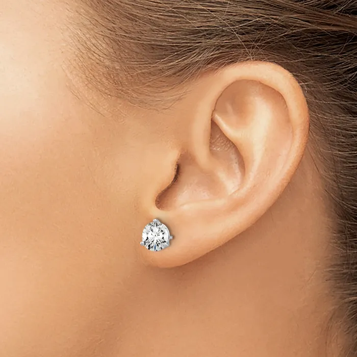 Goldia Earrings 14k White Gold 2 12 ctw Certified Lab Grown Diamond VSSI G Round 3 Prong Heavy Wt Stud Earrings