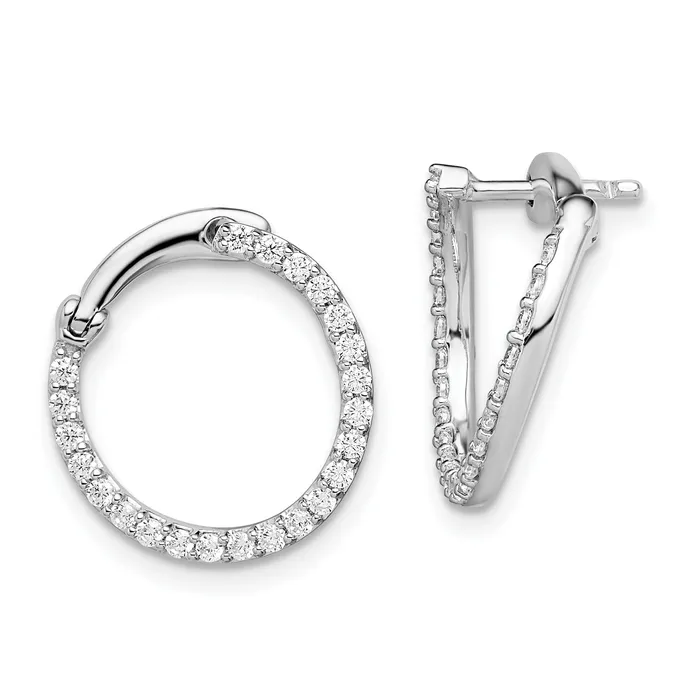 Goldia Earrings 14K White Gold Lab Grown Diamond VSSI FGH Fancy Circle Twist Hoop Earri