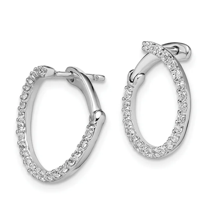 Goldia Earrings 14K White Gold Lab Grown Diamond VSSI FGH Fancy Circle Twist Hoop Earri