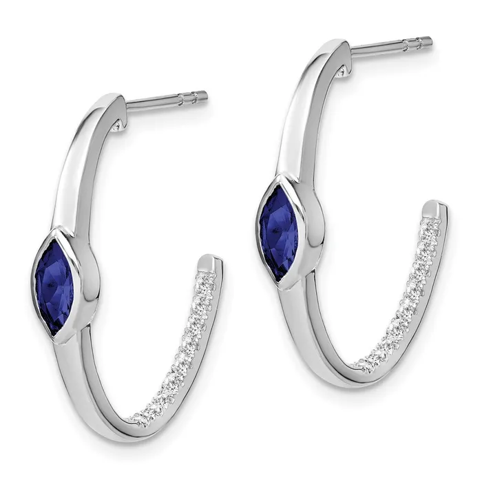 Goldia Earrings 14k White Gold Marquise Created SapphireReal Diamond Jhoop Earrings