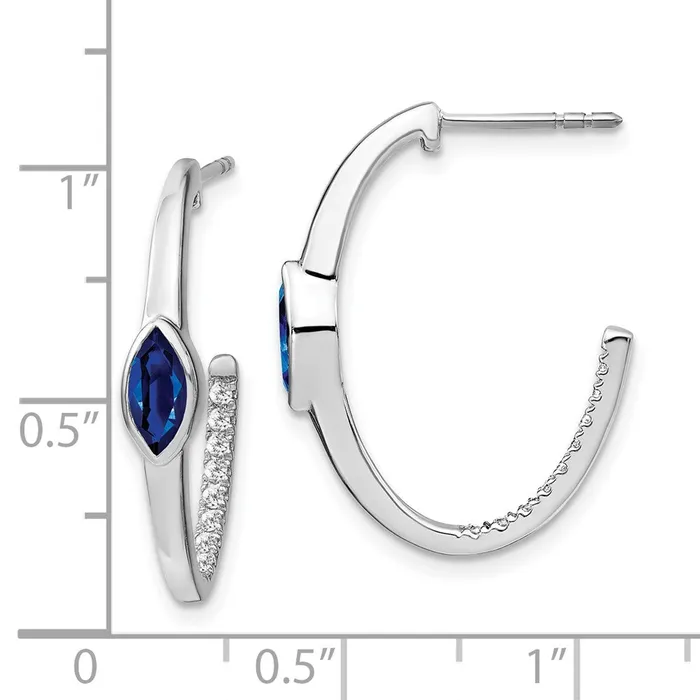 Goldia Earrings 14k White Gold Marquise Created SapphireReal Diamond Jhoop Earrings