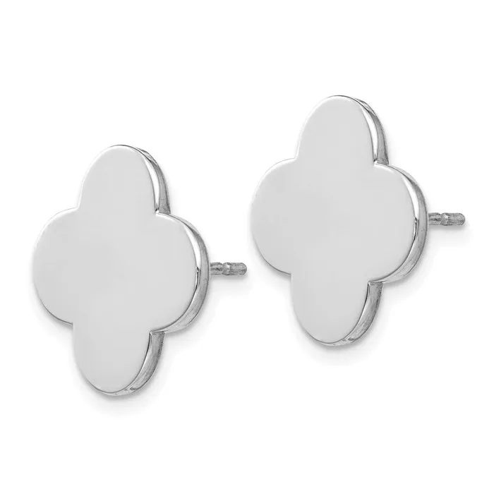 Goldia Earrings 14k White Gold Quatrefoil Design Post Earrings