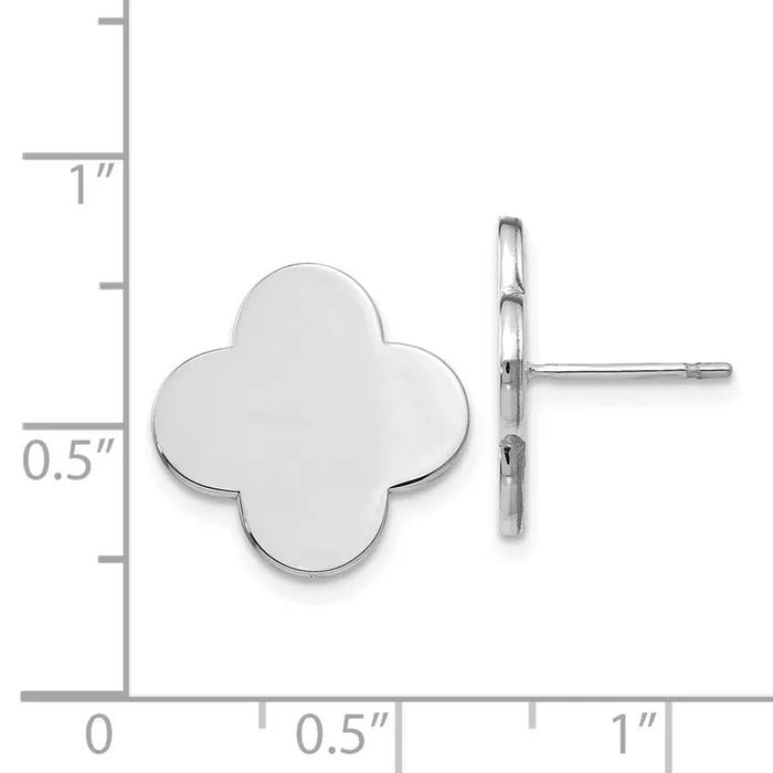 Goldia Earrings 14k White Gold Quatrefoil Design Post Earrings
