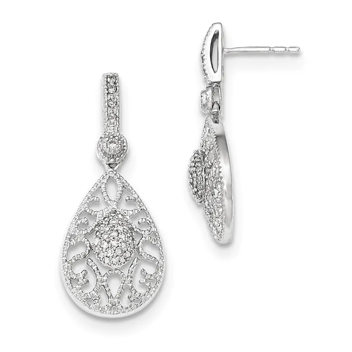 Goldia Earrings 14K White Gold Real Diamond Post Dangle Earrings