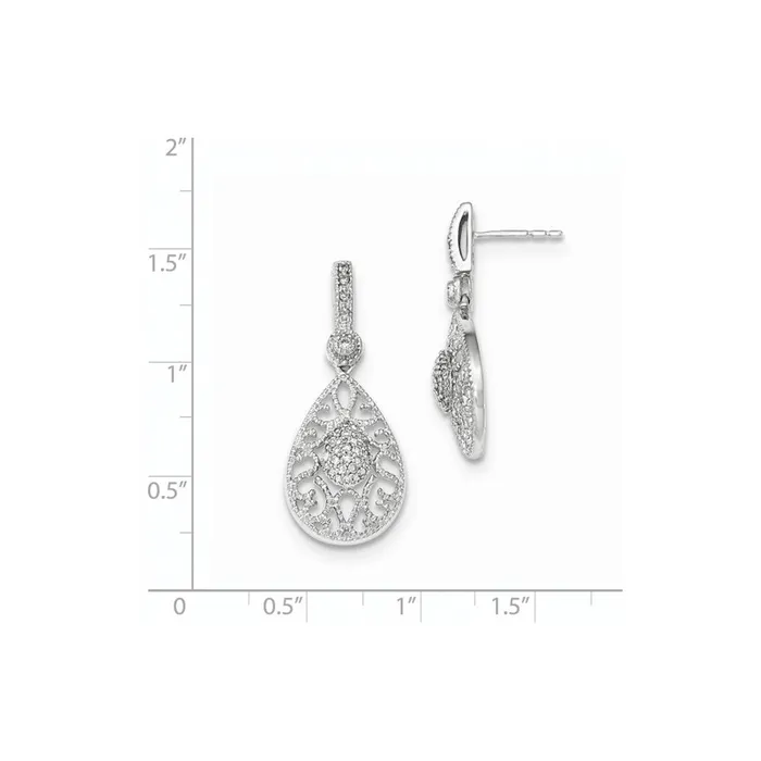 Goldia Earrings 14K White Gold Real Diamond Post Dangle Earrings