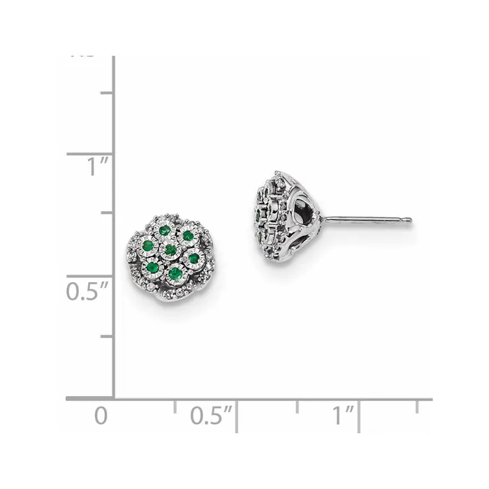 Goldia Earrings 14k White Gold Real Diamond u0026 Emerald Post Earrings