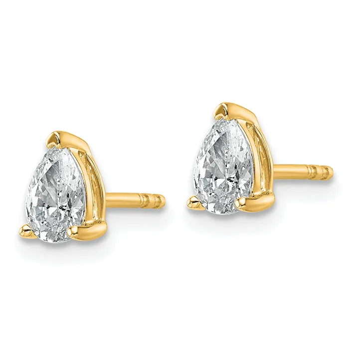 Goldia Earrings 14k Yellow Gold 34 ctw Certified Lab Grown Diamond VSSI G Pear 4 Prong Heavy Wt Stud Earrings