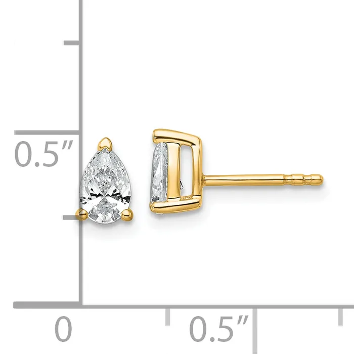Goldia Earrings 14k Yellow Gold 34 ctw Certified Lab Grown Diamond VSSI G Pear 4 Prong Heavy Wt Stud Earrings