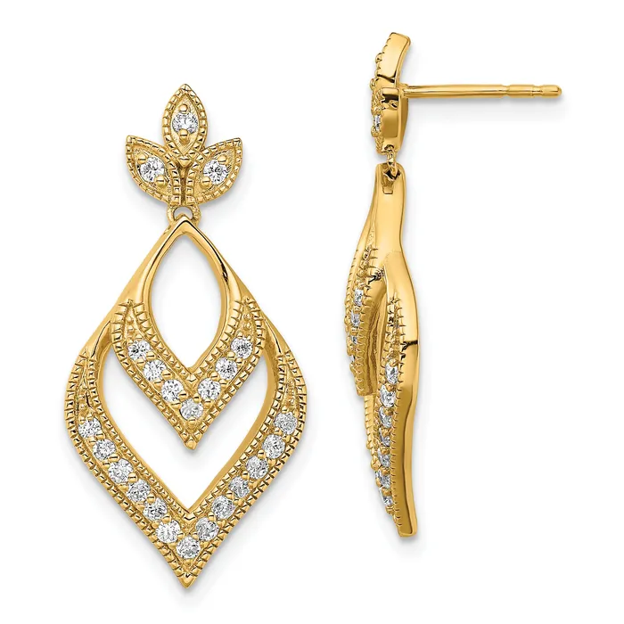 Goldia Earrings 14k Yellow Gold Lab Grown Diamond VSSI FGH Fancy Teardrop Post Earrings
