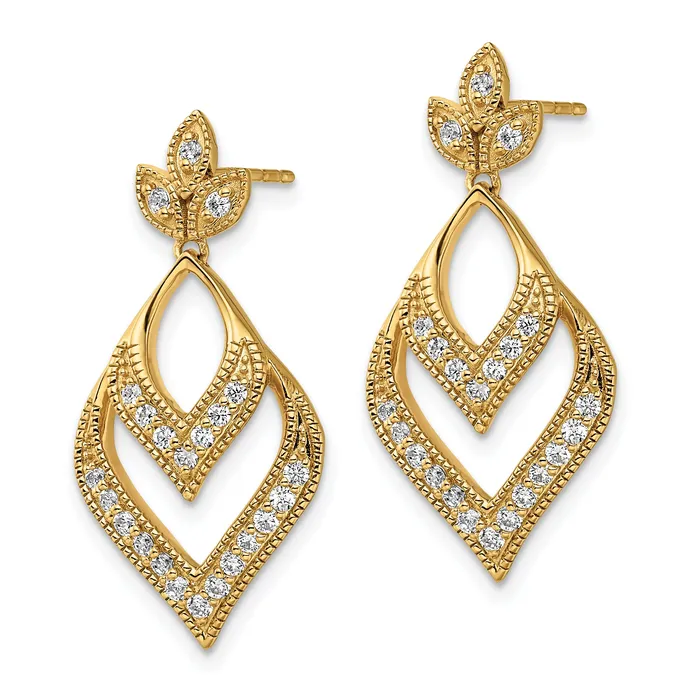 Goldia Earrings 14k Yellow Gold Lab Grown Diamond VSSI FGH Fancy Teardrop Post Earrings