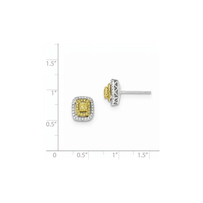 Goldia Earrings 14k Yellow Gold Twotone Fancy Yellow Real Diamond Post Earrings