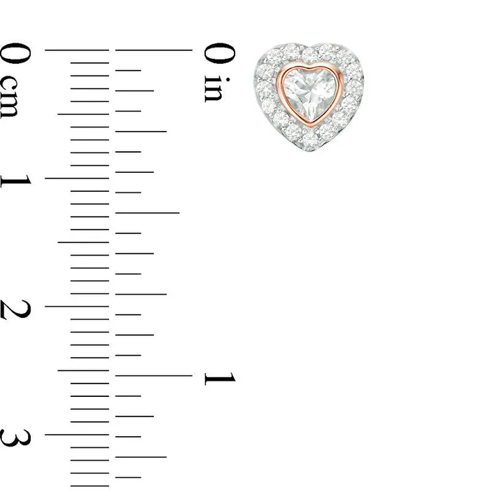 Goldia Earrings 40mm LabCreated White Sapphire Framed Heart Stud Earrings in Sterling Silver and 14K Rose Gold Plate Goldia Earrings 40mm LabCreated White Sapphire Framed Heart Stud Earrings in Sterling Silver and 14K Rose Gold Plate