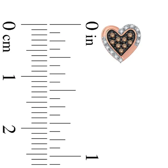 Goldia Earrings Champagne and White Diamond Accent Heart Stud Earrings in 10K Rose Gold Goldia Earrings Champagne and White Diamond Accent Heart Stud Earrings in 10K Rose Gold