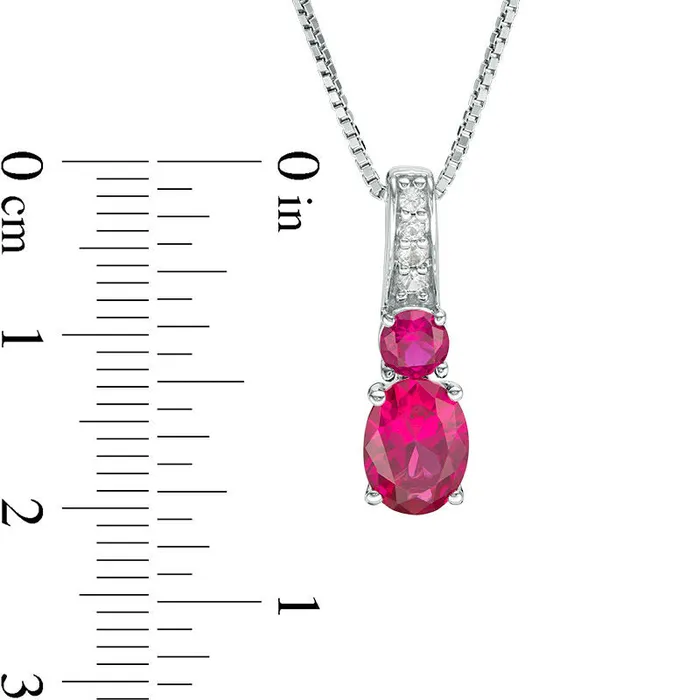 Goldia Earrings LabCreated Ruby and White Sapphire Duo Drop Pendant in Sterling Silver