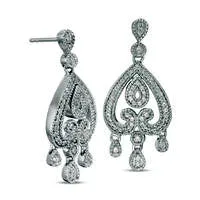 Goldia Earrings LabCreated White Sapphire VintageStyle Chandelier Drop Earrings in Sterling Silver