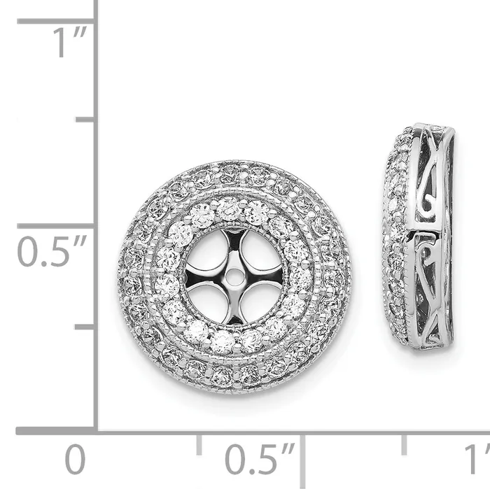 Goldia Earrings Solid 14k White Gold Fancy Simulated CZ Earring JacKets