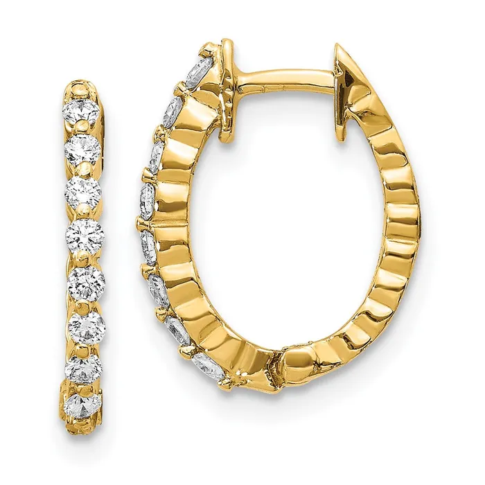 Goldia Earrings Solid 14k Yellow Gold AA Simulated CZ Hinged Hoop Earrings