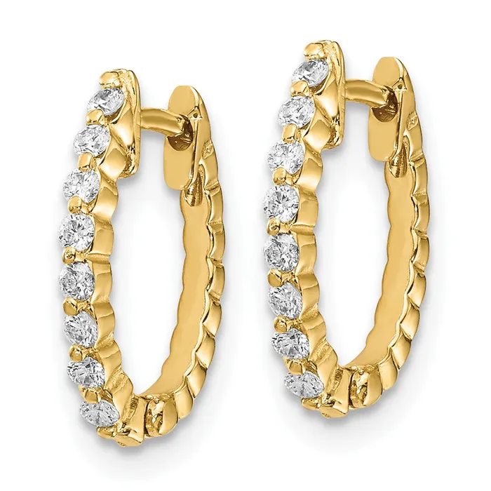 Goldia Earrings Solid 14k Yellow Gold AA Simulated CZ Hinged Hoop Earrings