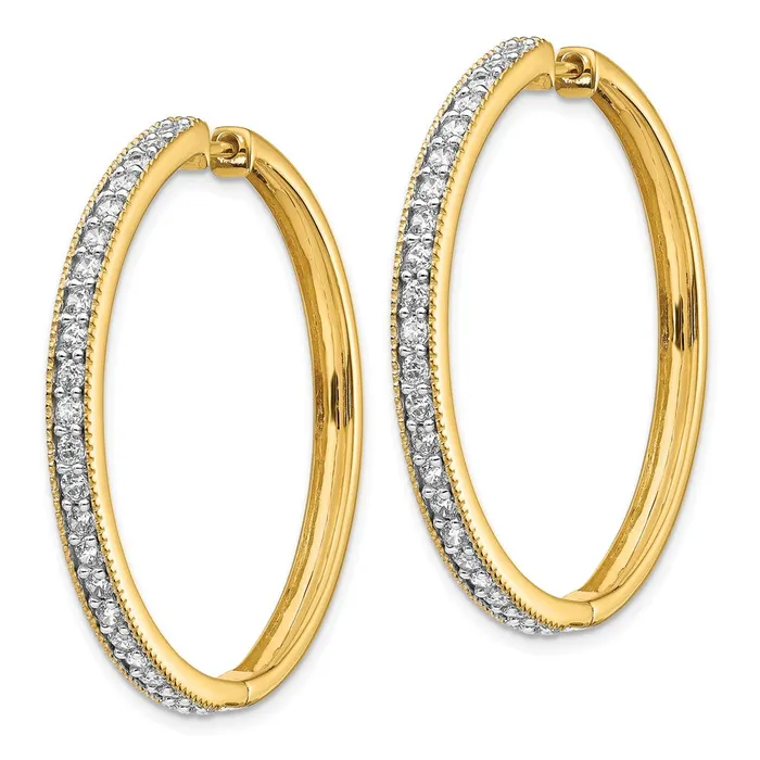 Goldia Earrings Solid 14k Yellow Gold Simulated CZ Milgrain Hoop Earrings
