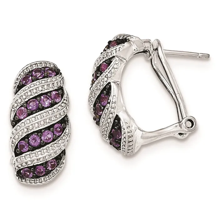 Goldia Earrings Sterling Silver Amethyst Omega Back Earrings