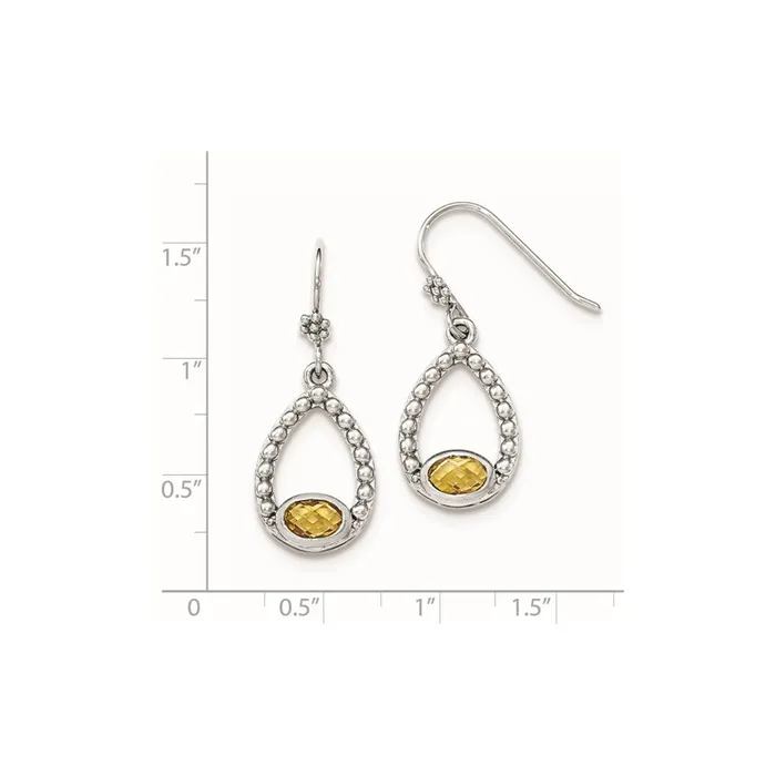 Goldia Earrings Sterling Silver Citrine Shepherd Hook Dangle Earrings