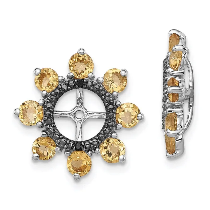 Goldia Earrings Sterling Silver Rhodium Citrine u0026 Black Sapphire Earring Jacket