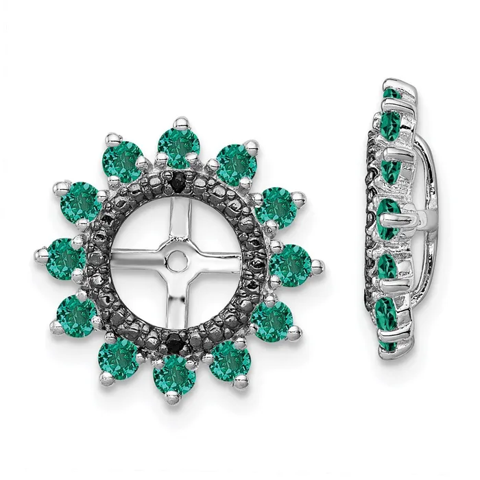 Goldia Earrings Sterling Silver Rhodium Created Emerald u0026 Black Sapphire Earring Jacket