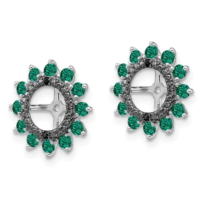 Goldia Earrings Sterling Silver Rhodium Created Emerald u0026 Black Sapphire Earring Jacket