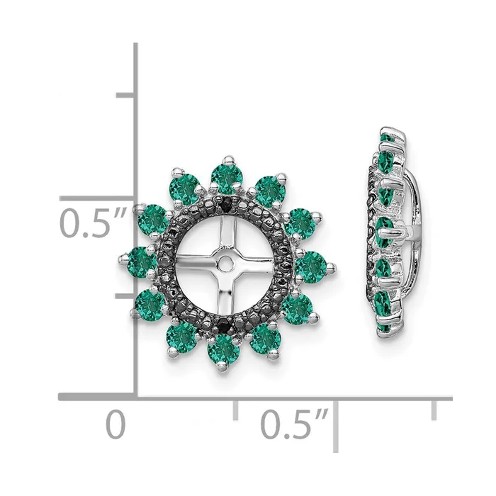 Goldia Earrings Sterling Silver Rhodium Created Emerald u0026 Black Sapphire Earring Jacket