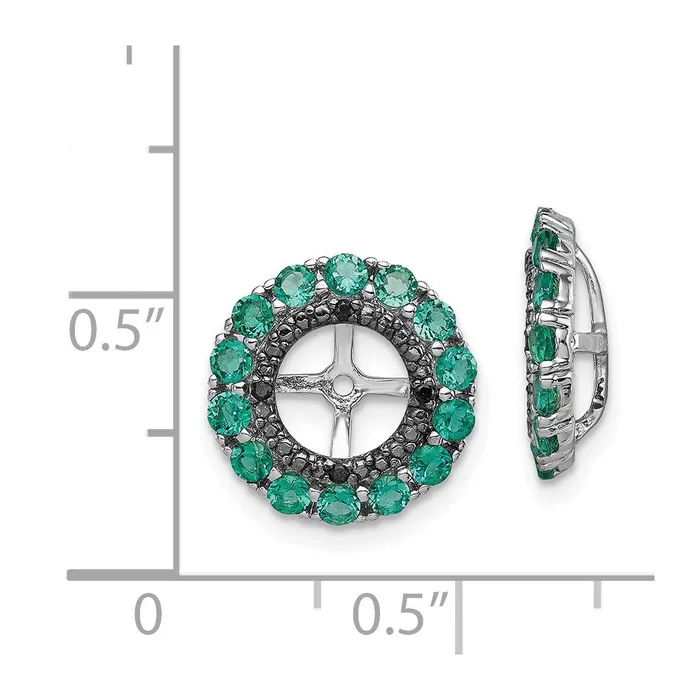 Goldia Earrings Sterling Silver Rhodium Created Emerald u0026 Black Sapphire Earring Jacket