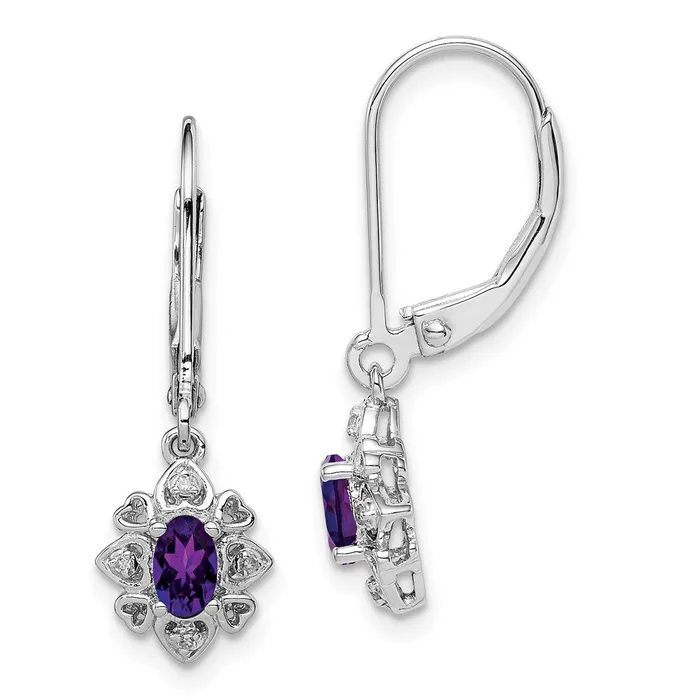 Goldia Earrings Sterling Silver Rhodiumplated Amethyst and Diamond Earrings