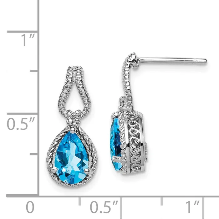 Goldia Earrings Sterling Silver Rhodiumplated Blue Topaz and Diamond Earrings