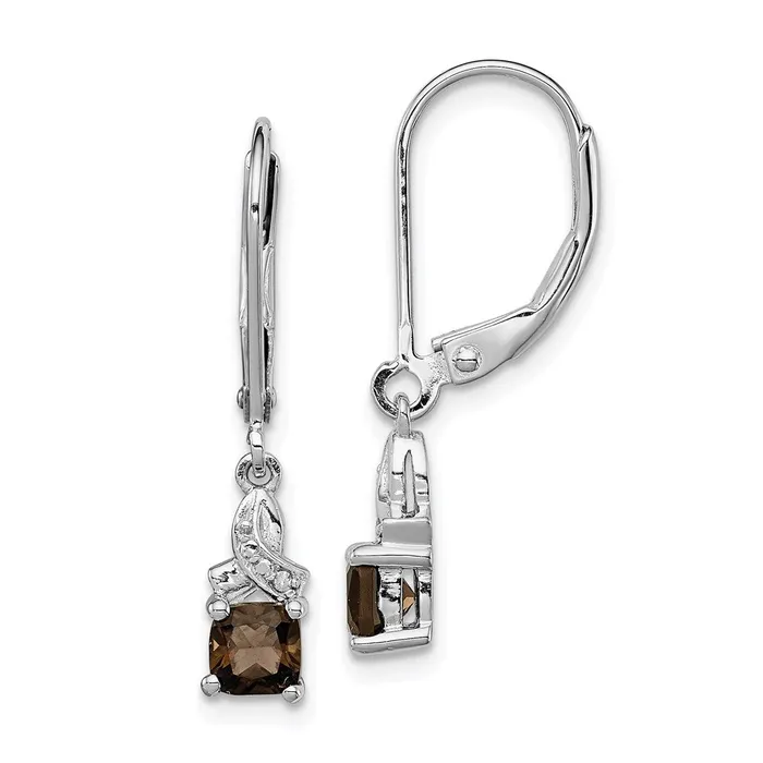 Goldia Earrings Sterling Silver Rhodiumplated Smoky Quartz and Diamond Earrings