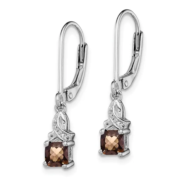 Goldia Earrings Sterling Silver Rhodiumplated Smoky Quartz and Diamond Earrings
