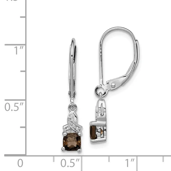 Goldia Earrings Sterling Silver Rhodiumplated Smoky Quartz and Diamond Earrings