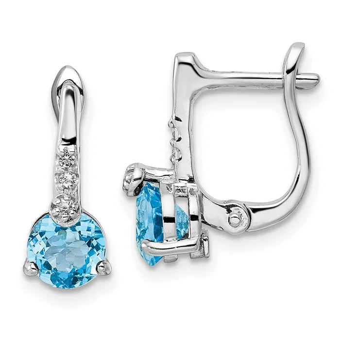 Goldia Earrings Sterling Silver Rhodiumplated Swiss BTWhite Topaz Circle Hinged Earrings