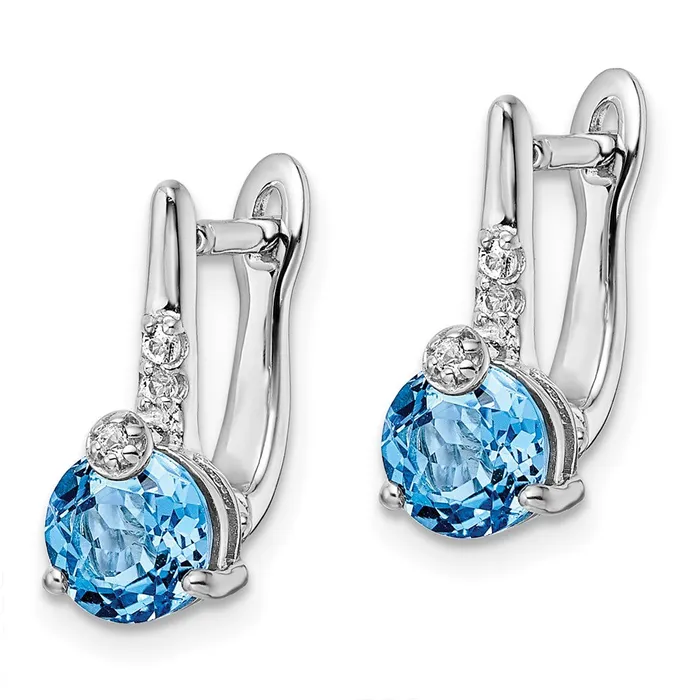 Goldia Earrings Sterling Silver Rhodiumplated Swiss BTWhite Topaz Circle Hinged Earrings