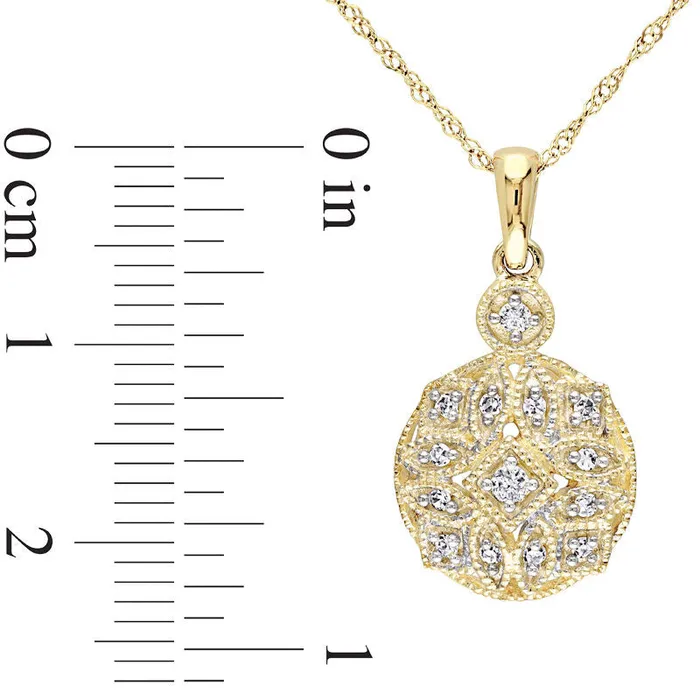Goldia Necklaces 013 CT TW Natural Diamond Antique VintageStyle Pendant in 14K Gold 17