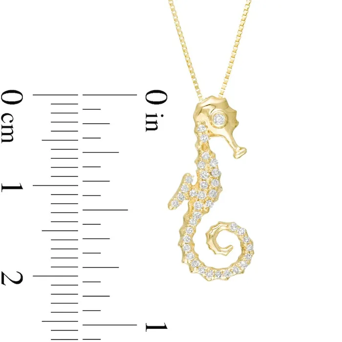 Goldia Necklaces 013 CT TW Natural Diamond Seahorse Pendant in 10K Yellow Gold