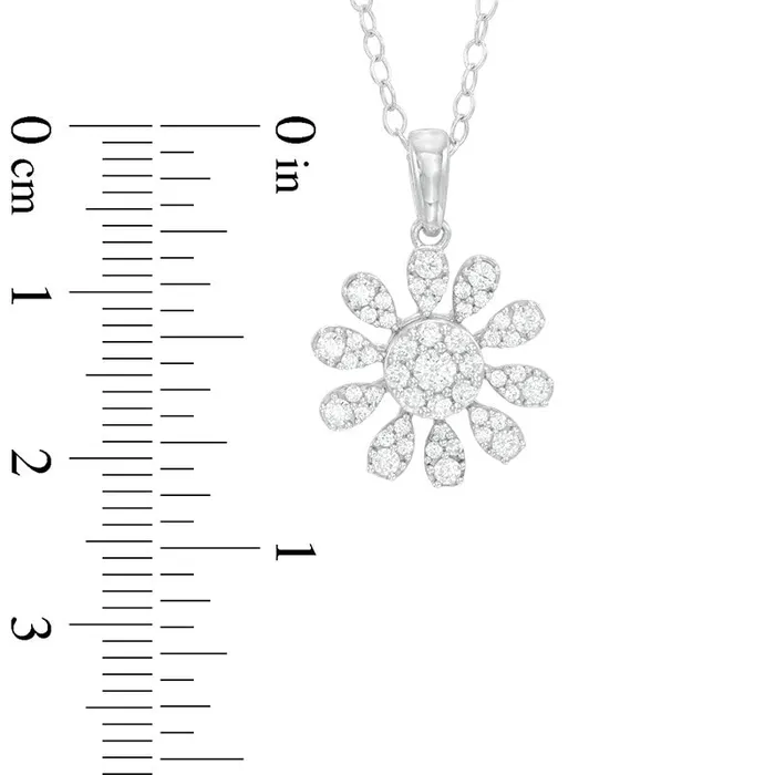 Goldia Necklaces 05 CT TW Composite Natural Diamond Flower Pendant in Sterling Silver Goldia Necklaces 05 CT TW Composite Natural Diamond Flower Pendant in Sterling Silver