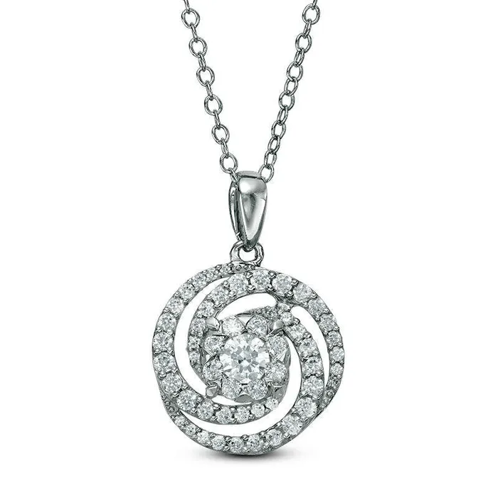 Goldia Necklaces 063 CT TW Natural Diamond Swirl Pendant in 10K White Gold