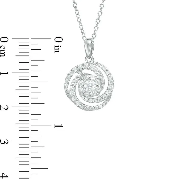 Goldia Necklaces 063 CT TW Natural Diamond Swirl Pendant in 10K White Gold
