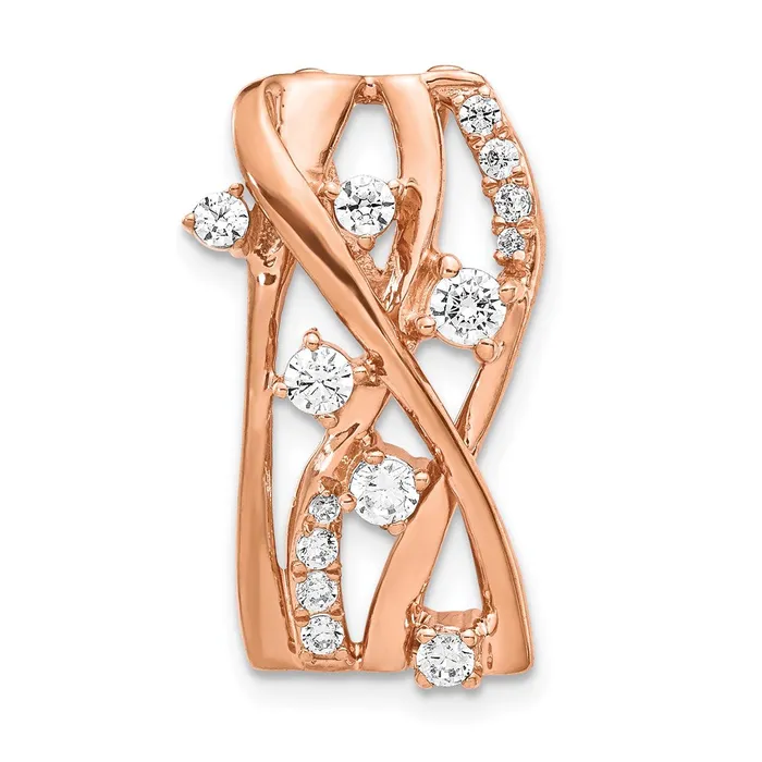 Goldia Necklaces 14k Rose Gold 12ct Real Diamond Fancy Curves Chain Slide