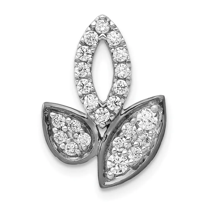 Goldia Necklaces 14k White Gold 12ct Real Diamond Fancy Leaf Chain Slide